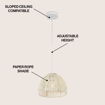 Campana 20" Bohemian Modern Woven Rattan/Iron LED Pendant
